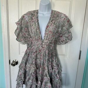 Floral Gray and Pink Women's Dress